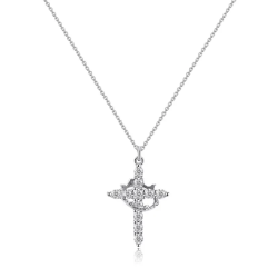 Zirconia Crown Cross Necklace